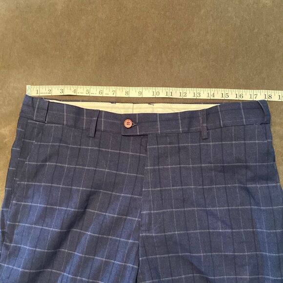 Men’s Mogu Blue Plaid 3 Piece Slim Fit Suit Jacket 40 Pants 36 NWT - Picture 12 of 14